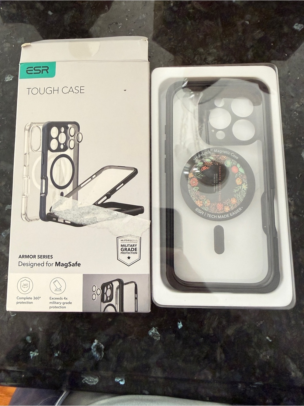ESR Tough Case for MagSafe - Clear with Black Trim for iPhone 16 pro
